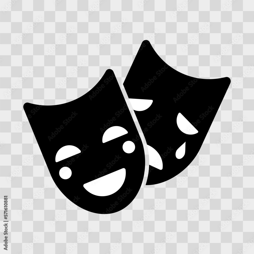 Theatrical masks icon. Comedy and tragedy theatrical masks icon ...