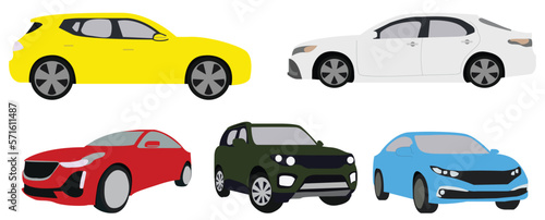 vehicle. Car vector template on white background. Taxis and minivans, cabriolets and pickups. Urban, city car and vehicle transport vector flat icons. All elements of the group are on separate layers.