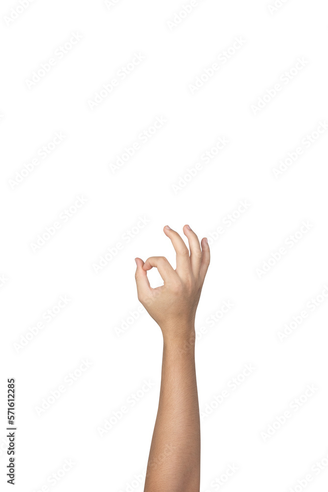 Obraz premium Man hand gesture isolated on white background