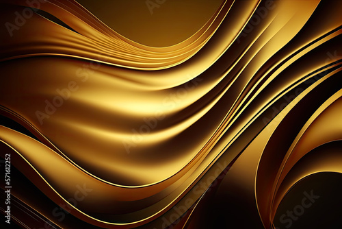 Abstract gold background with flowing lines. Dynamic waves, Generative AI