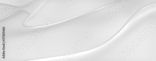 Abstract white curved wave background 3d render. Design element suitable for backgrounds, banners, covers, wallpapers, posters, canvas