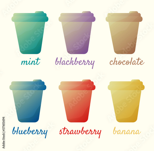 Set of coffee cups. Coffee take away vector illustration