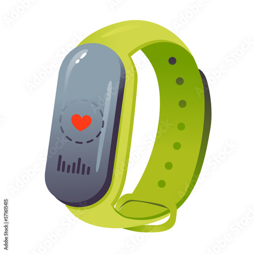 Smart watch, fitness tracker with heart rate monitor, Vector illustration isolated on a white background.