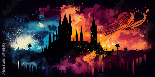 Abstract Hogwart Castle Background