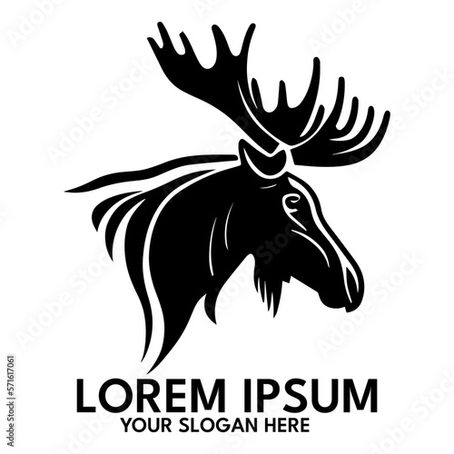 Moose silhouette, logo style vector illustration