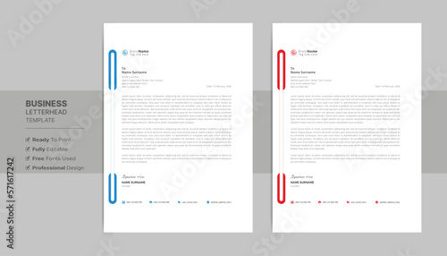 Creative letterhead format template, business style letterhead design template. Company letterhead template designs. Letterhead, flyer template.