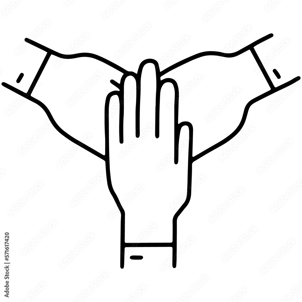 Obraz premium Hands folded together, team work line icon