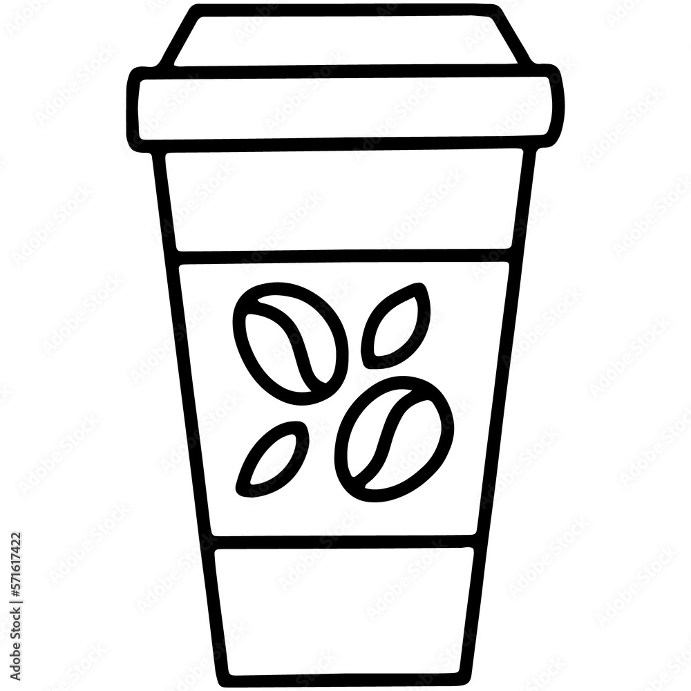 Takeaway coffee cup with beans linear icon Takeaway coffee cup with beans linear icon