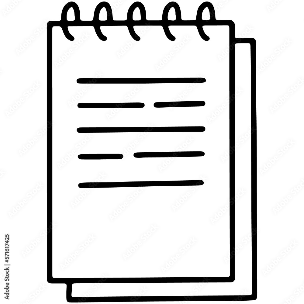 Notepad on a spring linear icon, paper document Notepad on a spring linear icon, paper document
