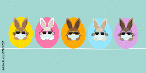 Banner 5 Osterhasen Maske Sonnenbrille In Ostereiern Von Vorn Türkis