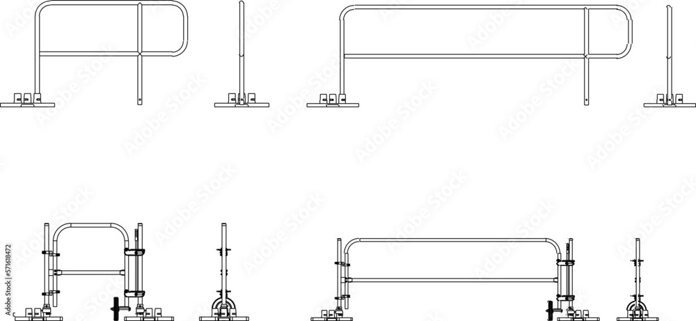 Sketch vector illustration of Sidewalk fence and pedestrian fences Sketch vector illustration of Sidewalk fence and pedestrian fences