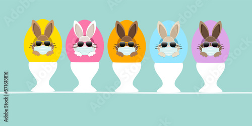 5 Osterhasen Maske Sonnenbrille In Ei Eierbecher Vorn Türkis