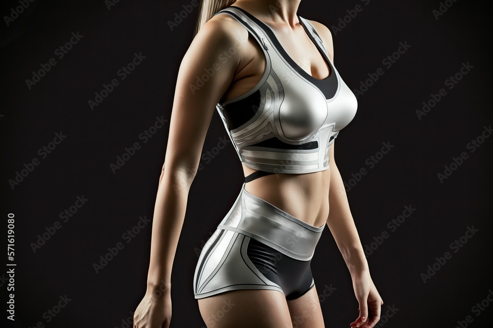 Body and waist slim shape of young woman wearing fitness cloth (Ai generated) Body and waist slim shape of young woman wearing fitness cloth (Ai generated)