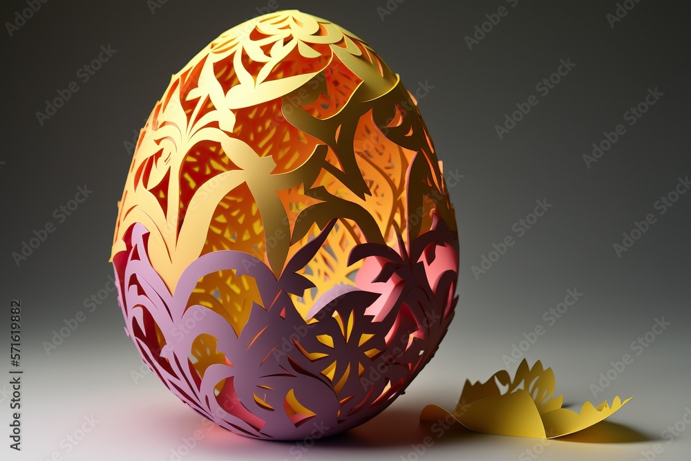 Easter egg paper sculpture, Holiday easter (Ai generated) Easter egg paper sculpture, Holiday easter (Ai generated)
