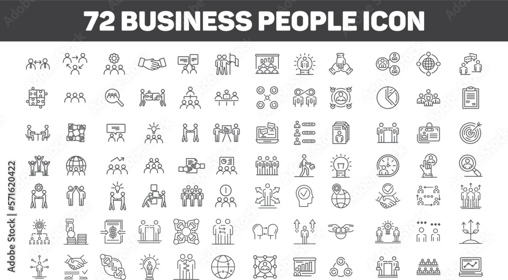 Business People line icons collection. vector illustration