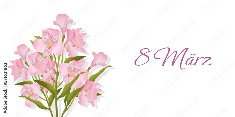 Fototapeta premium banner with international women's day in german. 8. März