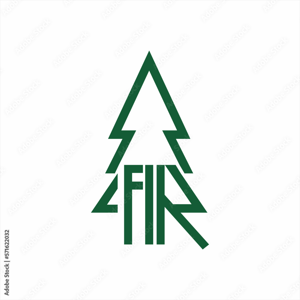 Obraz premium Fir tree logo design with the word FIR on the tree concept.