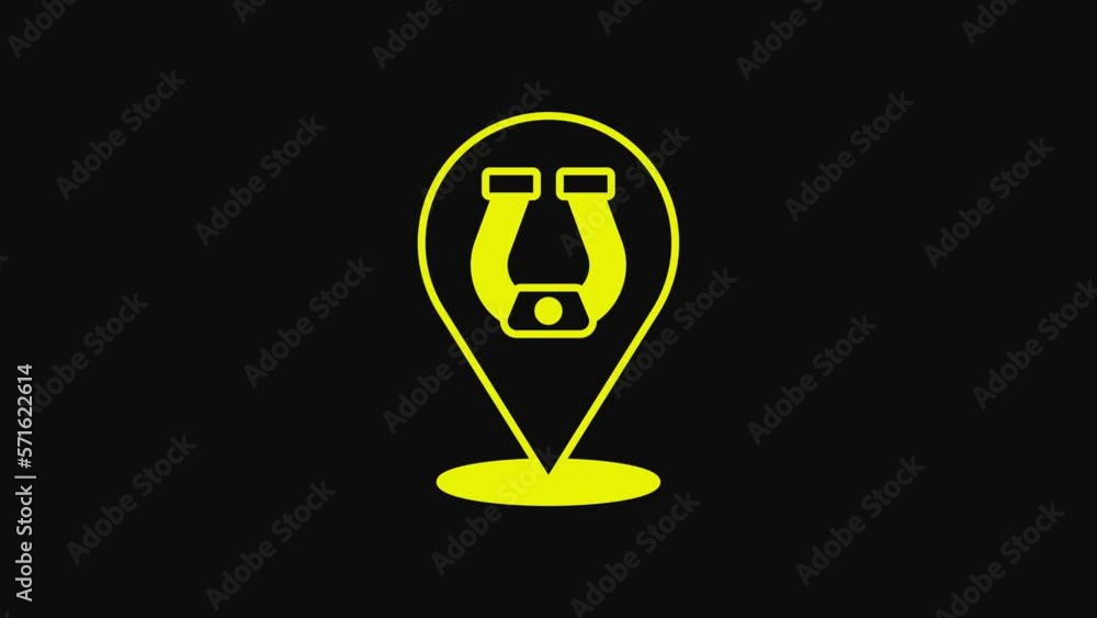 Yellow Horseshoe icon isolated on black background. 4K Video motion graphic animation Yellow Horseshoe icon isolated on black background. 4K Video motion graphic animation