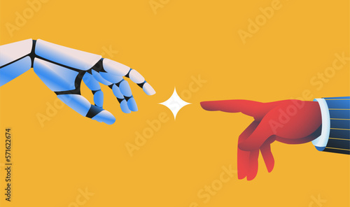 Photographie Robot hand touching human hand