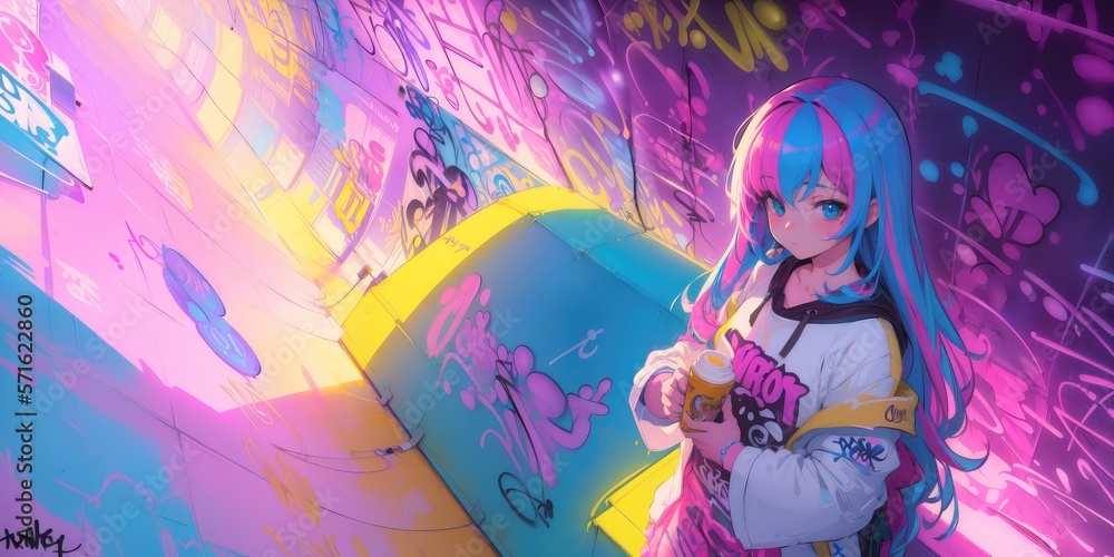 Beautiful anime girl, graffiti Artist. Generative AI Beautiful anime girl, graffiti Artist. Generative AI