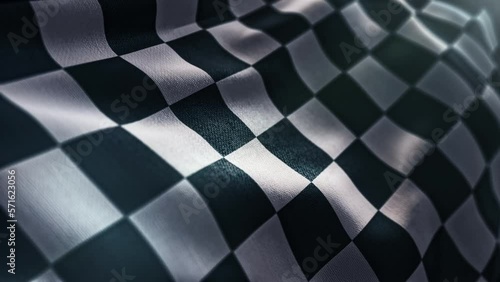 Waving racing finish flag in motion background