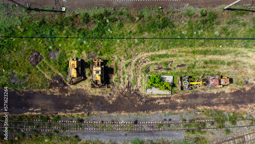 Εκτύπωση καμβά Construction work underway on the construction of the railway