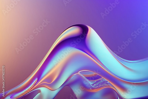 Fototapeta Naklejka Na Ścianę i Meble -  Abstract fluid 3d render holographic iridescent neon curved wave in motion dark background. generative AI digital illustration.