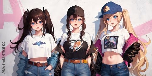 Beautiful kawaii anime girl. Generative AI