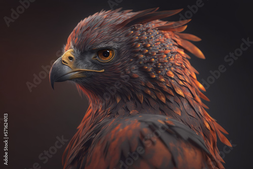 aggressive looking phoenix with red feathers made by generative ai © Artificial Dream