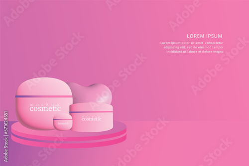 3d cosmetic pink mockup for business 