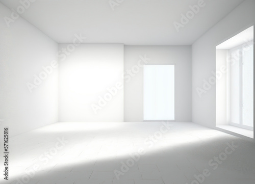 Large spacious white interior. 3D render