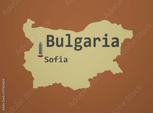 Bulgaria map, capital Sofia, Bulgaria text