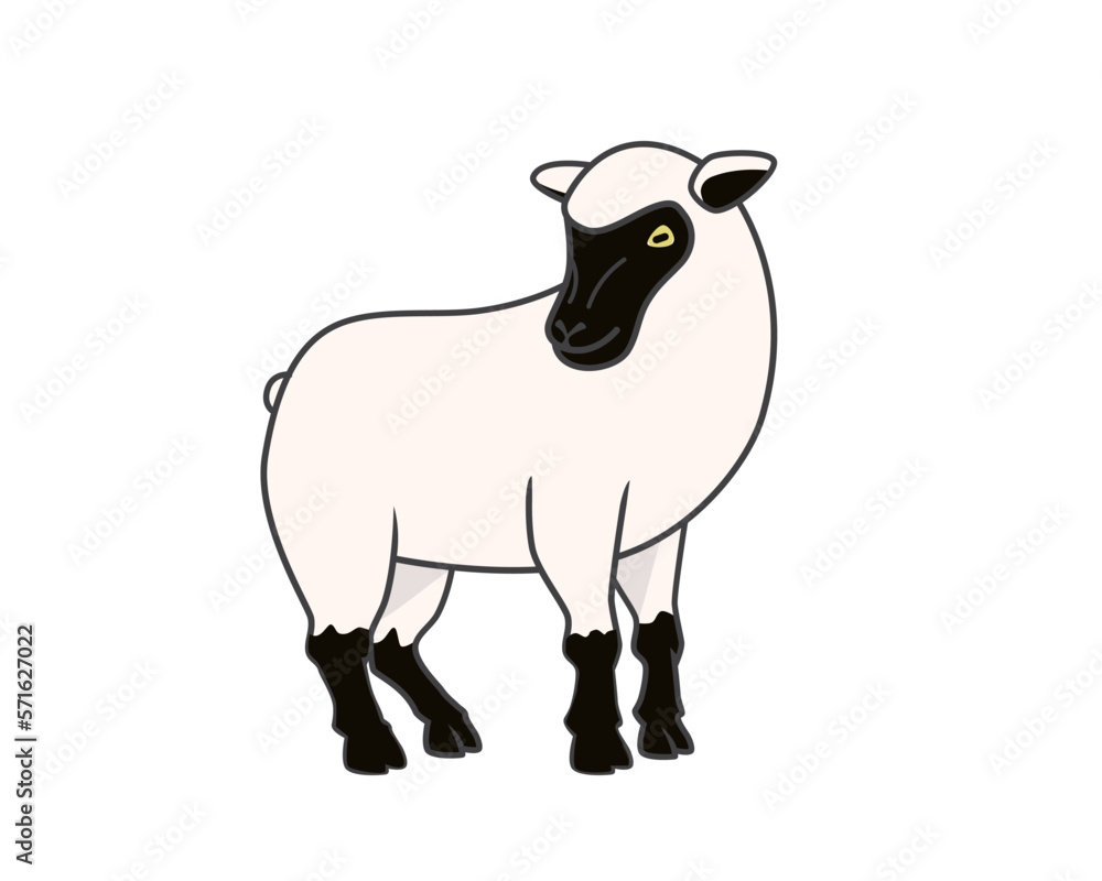 Sheep with Standing Gesture Illustration Sheep with Standing Gesture Illustration