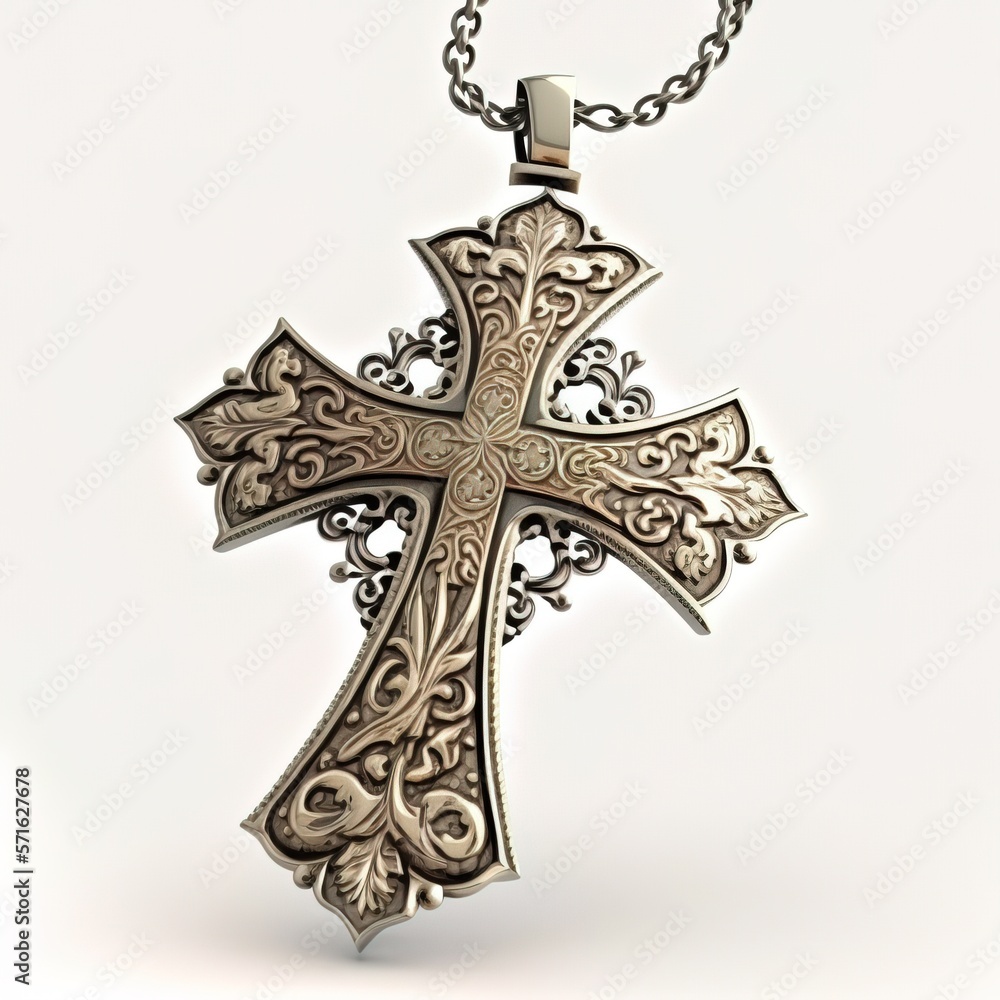 Cross necklace vintage made from metal golden generative ai