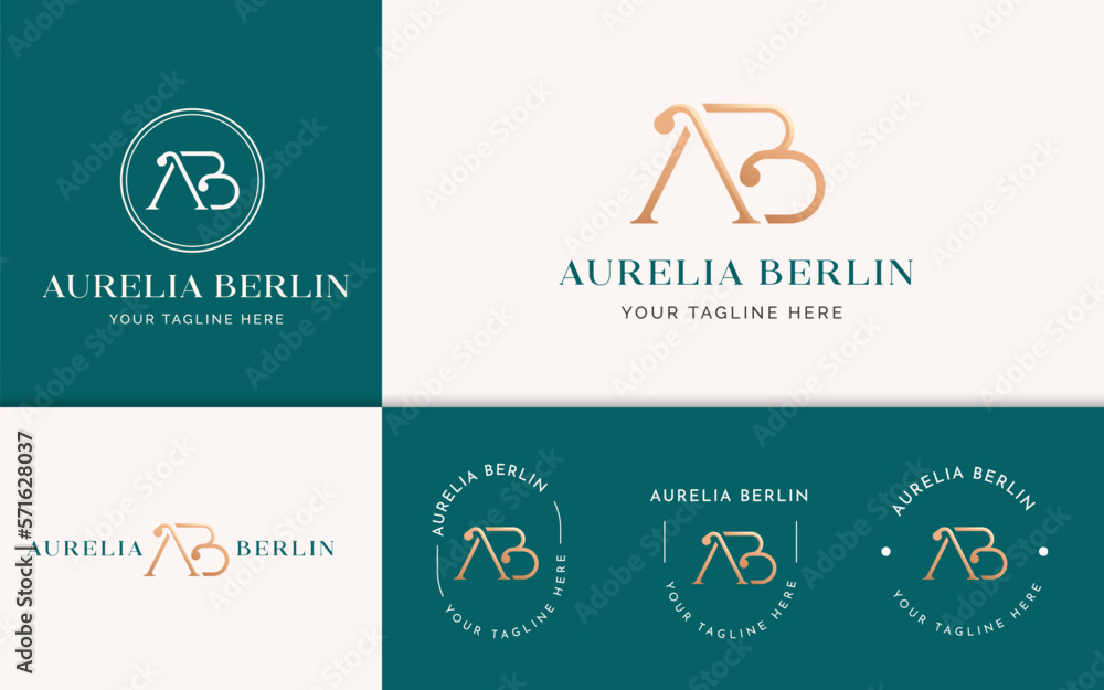 Creative letter A B luxury golden logo design concept. Initial symbol for corporate business identity. Alphabet vector element Creative letter A B luxury golden logo design concept. Initial symbol for corporate business identity. Alphabet vector element