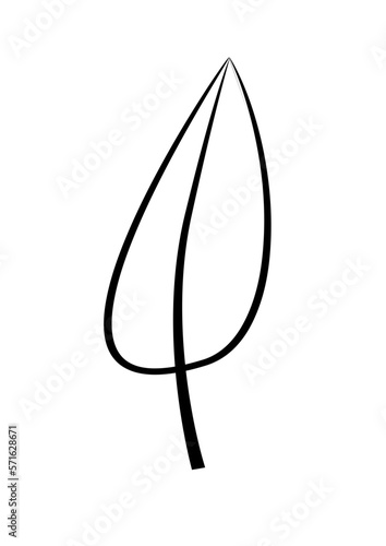 abstrakte zeichnung eines blattes mit schwarzen konturen