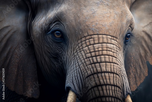 Closeup of Elephant, rendering, ai