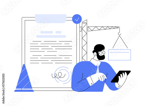 Building permit abstract concept vector illustration.