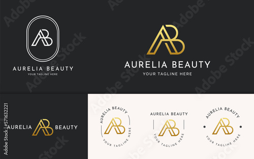 Creative letter A B luxury golden logo design concept. Initial symbol for corporate business identity. Alphabet vector element