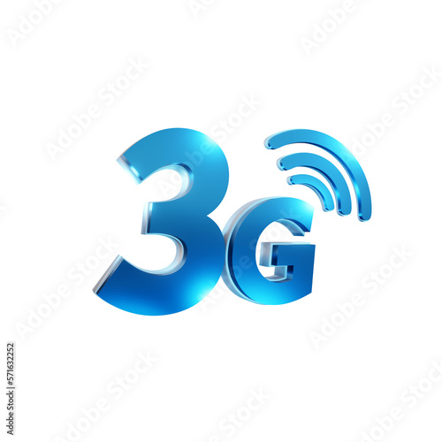 3d rendering of 3G speed internet signal icon perspective view