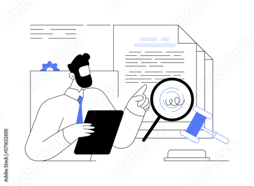 Legal research abstract concept vector illustration.