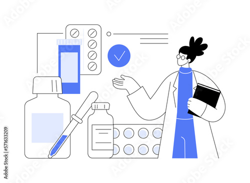 Biopharmacology products abstract concept vector illustration.