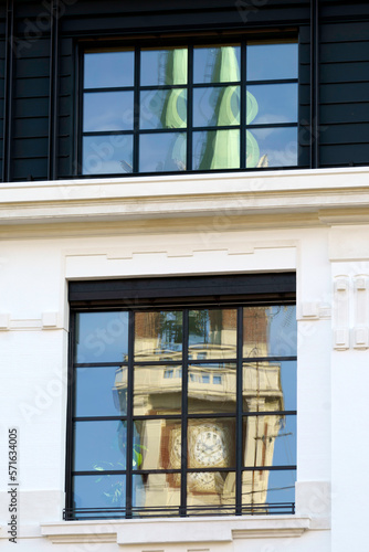 Reflection in a window along via Lomazzo, Milan photo