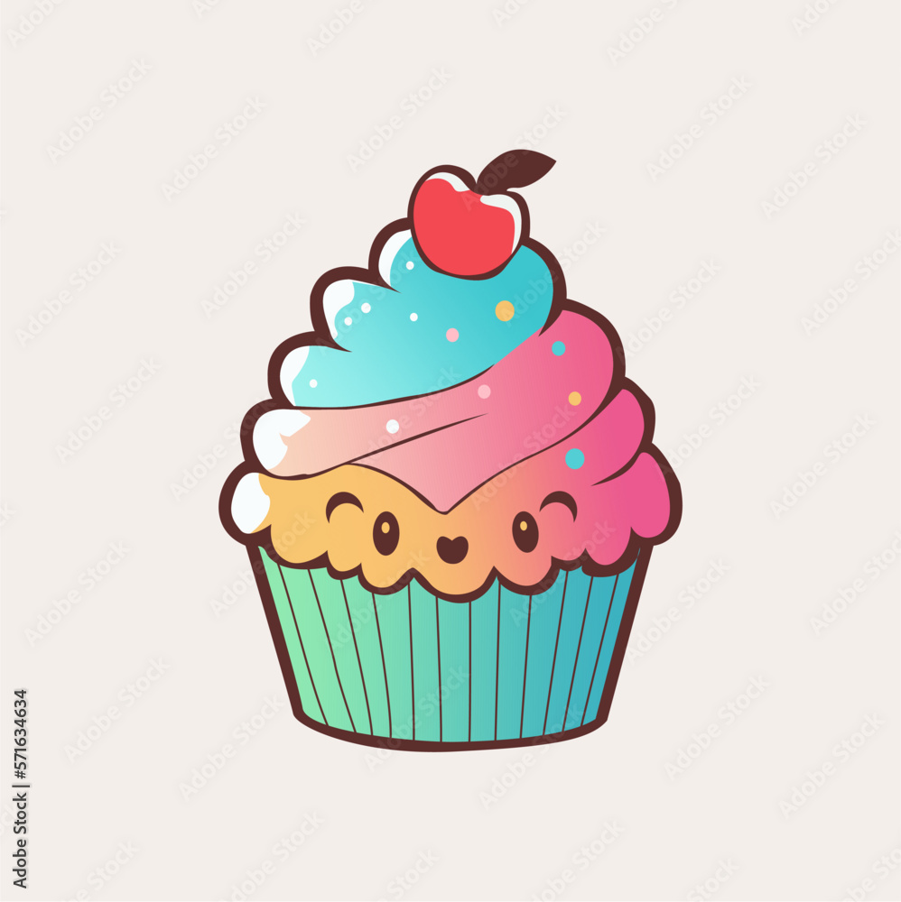 Vector cute cupcake logo, illustration