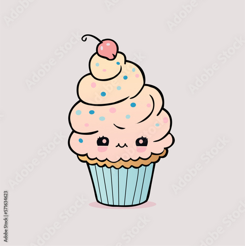 Vector cute cupcake logo, illustration