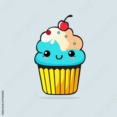 Vector cute cupcake logo, illustration