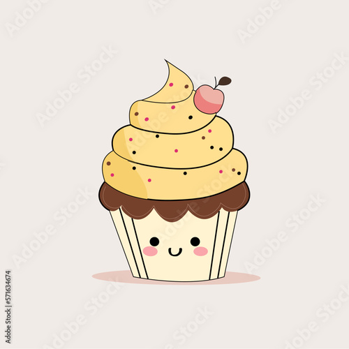 Vector cute cupcake logo, illustration