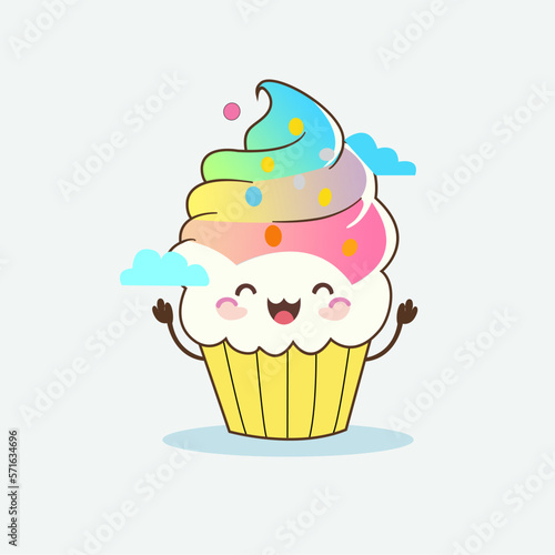 Vector cute cupcake logo, illustration