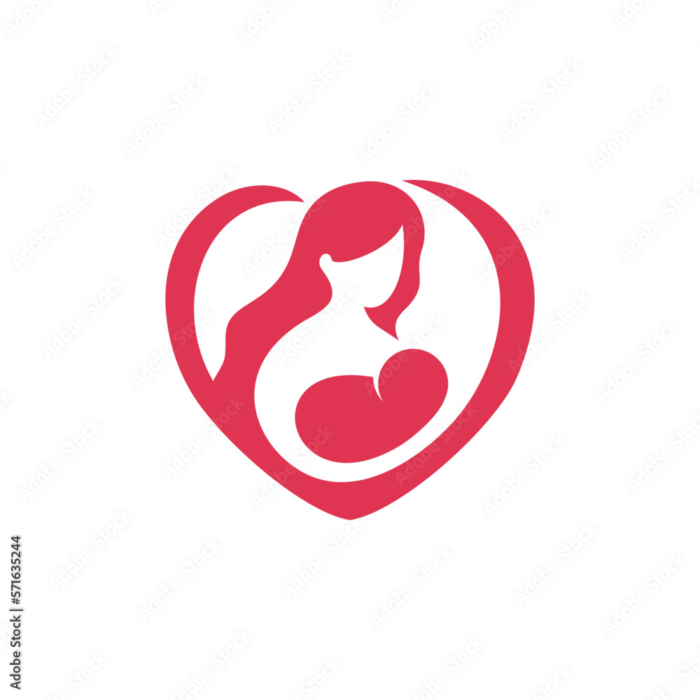 breastfeeding mom logo design. Vector illustration of abstract