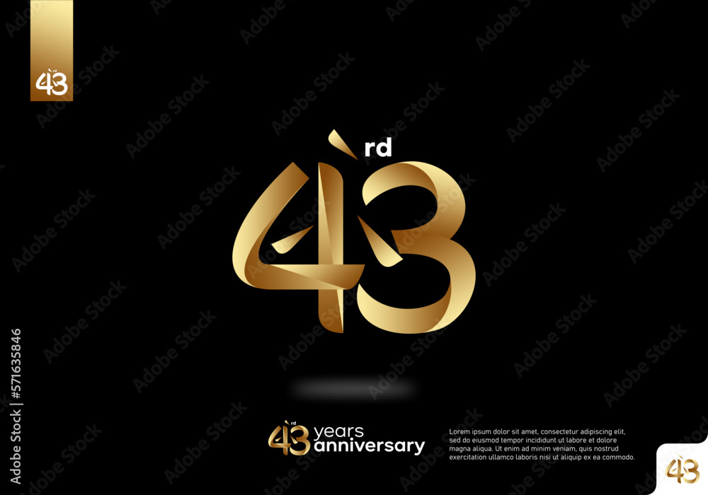 Number 43 gold logo icon design, 43rd birthday logo number, 43rd anniversary. Number 43 gold logo icon design, 43rd birthday logo number, 43rd anniversary.